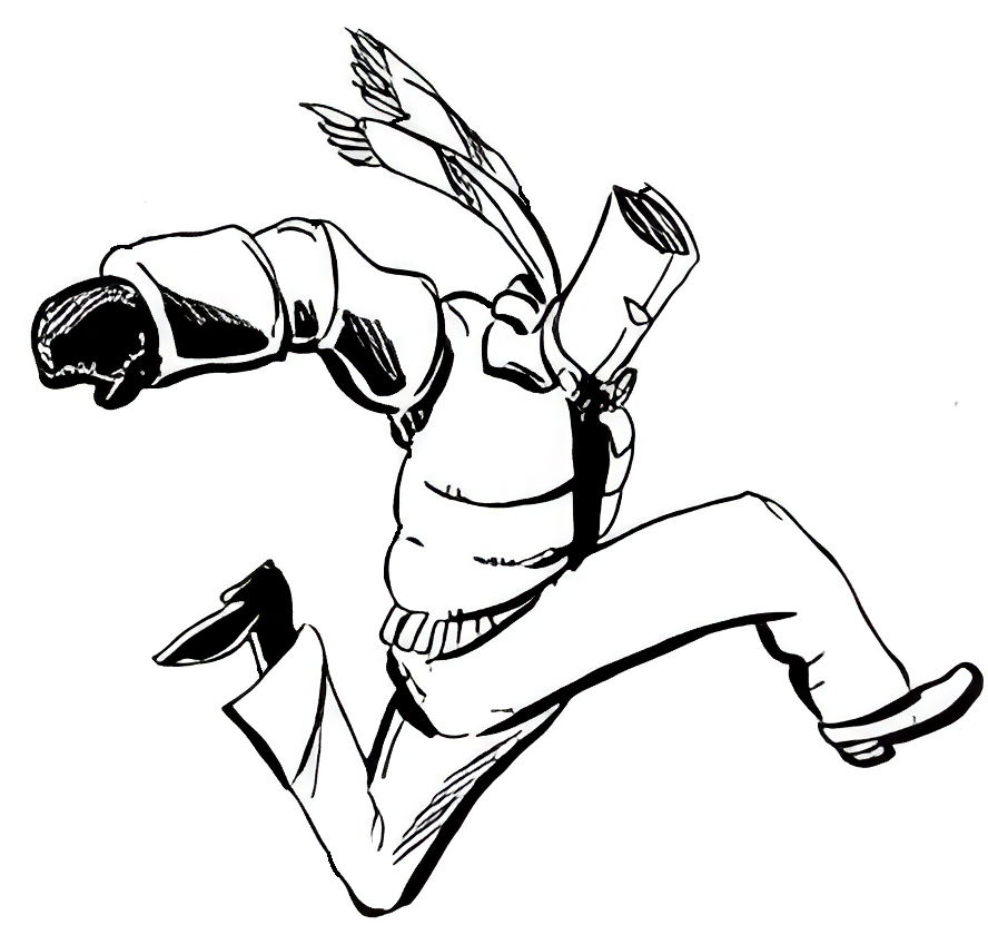 Vintage UFO member illustration of strawman running